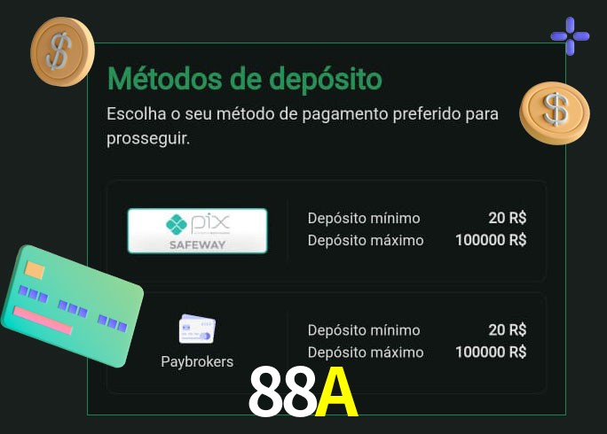 O cassino 88A oferece uma grande variedade de métodos de pagamento